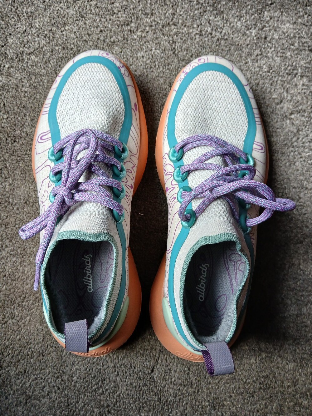 Allbirds Mens Multicolor Knit Active Sneakers - Orange, Teal & Purple Size 8